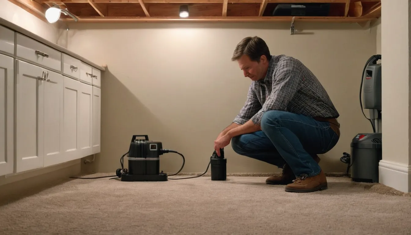 A homeowner checking a basement wall for early signs of pests near a sump pump
